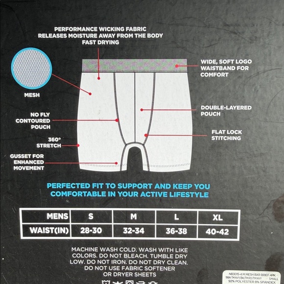 NWT New Balance Men’s Boxer Briefs 4-Pack – Size Small 6" Inseam Performance Fit - Picture 4 of 4